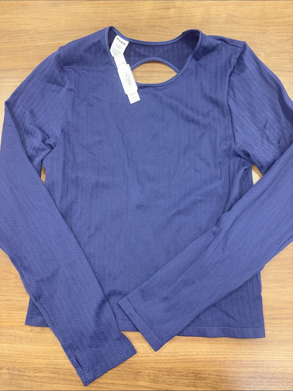 PINK Victoria's Secret Long Sleeve Navy Cutout Top